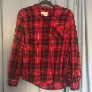 Black and white striped red flannel